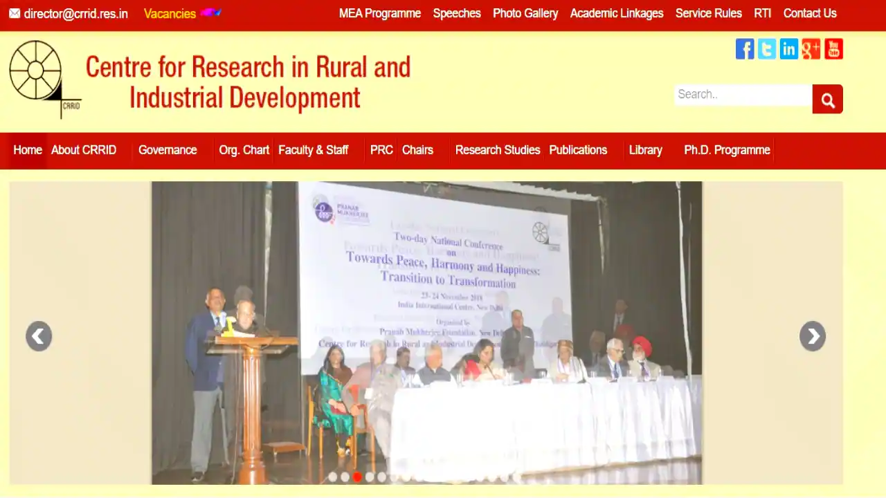 CRRID Chandigarh Vacancy 2025